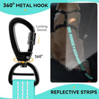 Pawaboo 2Pack Dog Seatbelt for Car, 3-in-1 Dog Car Seat Belt, Shockproof Dogs Tether with Buckle & Hook Latch, Adjustable Reflective Dogs Cars Leash with 360° Lockable Buckle, Lake Blue + Black