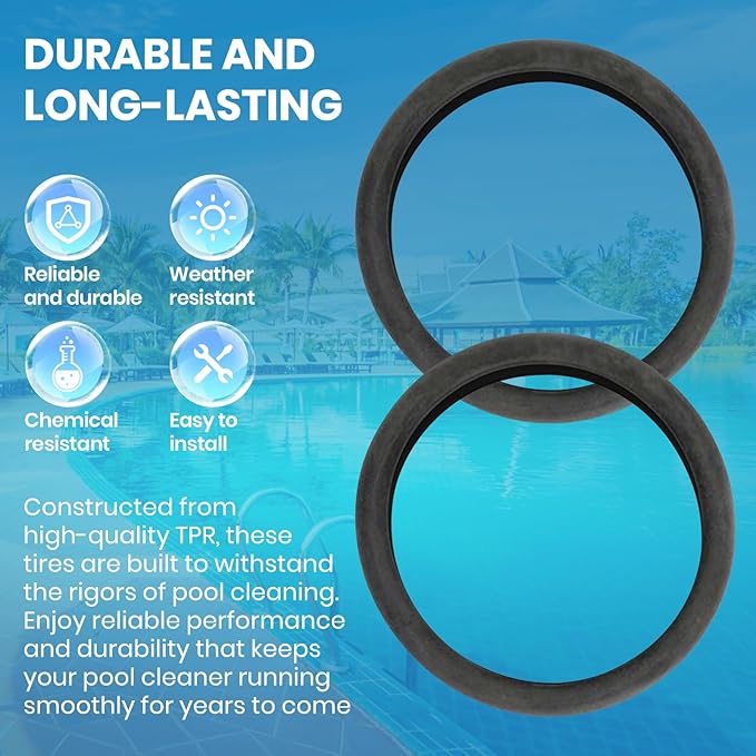 (3-Pack) Calvana Pool Cleaner Tires, 48-232 Replacement Compatible with Zodiac Polaris Black Max, 3900 Sport, 480, and P39 Pool Cleaners, Superior Traction & Durability