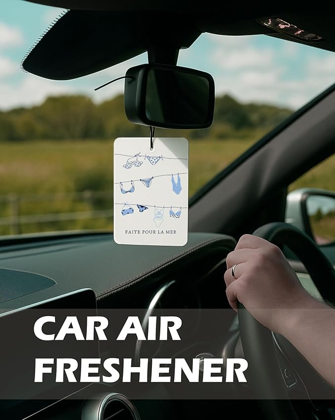 Blue Beach Cologne Car Air Freshener 4 Pcs, Preppy Girly Coastal Beachy Seashell Hanging Air Freshener for Cars Bathroom Dorm Books Decor, Cute Beach Accessories Gifts for Women Girls
