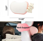 Car Headrest Pillow 2PCS Bear or Bunny Car Seat Neck Pillow Car Decor Memory Foam Neck Support Cushions for Comfortable Driving, Easy Install & Washable (Pink)