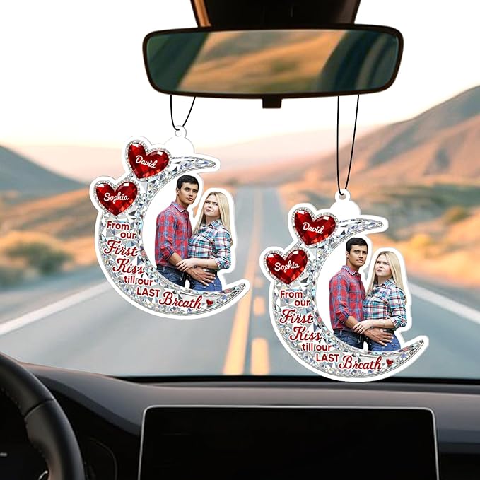 Personalized Valentine's Day Car Air Freshener with Pictures, I Love You, Drive Safe, Fun Couple Gift, Hanging 2Pack