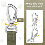 AUBELL Tactical Dog Leash Heavy Duty,4-6ft Reflective Strong No Pull Bungee Leash for Small Dogs with Comfortable Padded Double Handle,Car Seat Belt,360 Degree Rotating Carabiner,Green