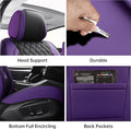 Car Seat Covers Full Set Purple Black, Luxury Faux Leather Waterproof Non-Slip Seat Protector Universal Fit for Most Cars SUVs Trucks Pick-ups,Car Interior Accessories for Front Seats and Back