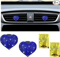 Ziciner 2PCS Bling Heart Car Air Vent Clips Charms, Heart Shaped Crystal Air Freshener Vent Clips, Rhinestone Air Conditioning Outlet Clip, Car Decor Accessories for Women Girls (Dark Blue)
