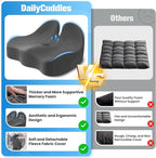 Seat Cushion, Chair Cushions for Office Chairs/Desk Seats/Wheelchair - Hip&Sciatica&Tailbone Pain Relief Memory Foam Office Chair Cushion for Long Sitting Office Workers, Grey