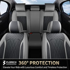 FLORICH Leather Seat Covers for Cars Front and Rear Car Seat Cover Premium Car Seat Protector Luxury Automotive Seat Covers Full Set Universal Fit for Most Car Truck SUV, Gray&Black