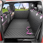 World Trip Dog Car Seat Cover for Back Seat, Hard Bottom 450 LB, 2026 Upgraded Oxford Fabric, Back Seat Extender for Dogs, Mesh Window, Waterproof Scratchproof, Extra Hair Glove, Fits Cars SUVs Trucks