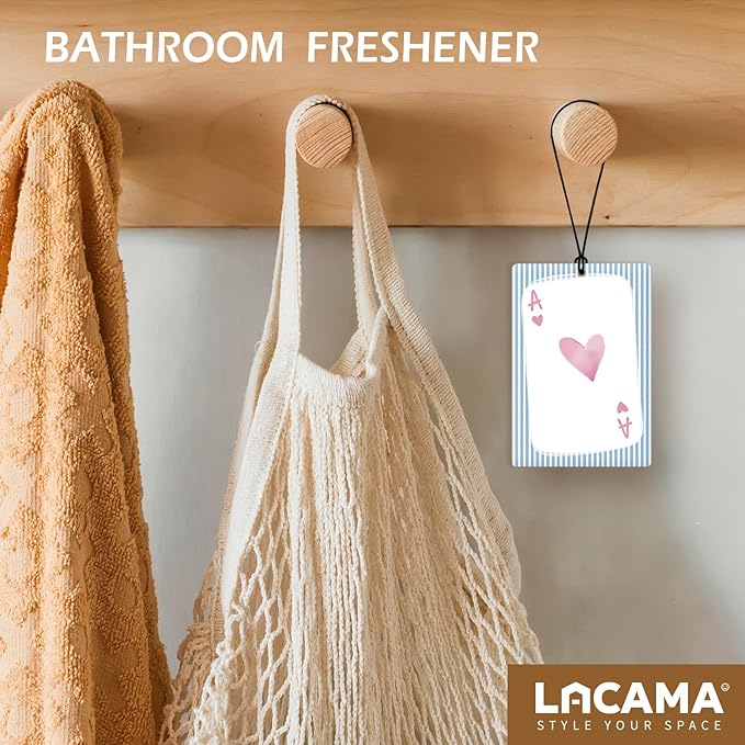 Lacama Blue and Pink Bow Car Air Freshener 3Pcs, Preppy Ribbon Bow Ace Card Cars Scents Air Freshener for Women Girls Gifts, Coquette Girly Car Accessories Interior Mirror Decor Hanging