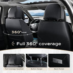 Coverado Seat Covers Full Set, 5 Seats Seat Covers for Cars, Waterproof Nappa Leather Car Seat Covers with Head Pillow, Seat Protectors Car Seat Cushion Universal Fit for Most Cars (Black&Blue)
