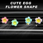 4PCS Flower Car Air Vent Clips, Cute Plumeria Automotive Air Fresheners Vents Clips Decoration, Girly Flower Auto Perfume Diffuser Decor Charm for Women (Blue+Green+Rose Red+Purple)