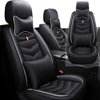 Front Seat Cover for Toyota Highlander 2001-2025, Waterproof Durable Premium Leather Car Seat Protector, Comfortable Anti-Slip Stylish Sport Seat Cover(2 Seats Luxury,Black White)