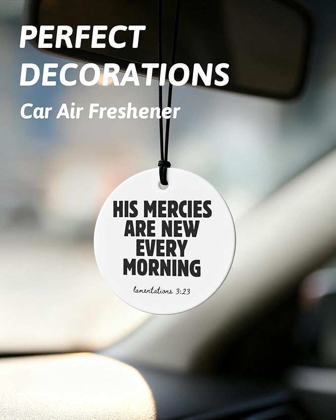 Black Christian Round Car Air Freshener 4 Pcs, Girly Black Bow Floral Religious Hanging Air Freshener for Cars Closet Drawer Books, Cute Preppy Christian Car Accessories Mirror Decor for Women