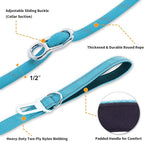 6FT Heavy Duty Dog Leash for Small Medium Large Dogs, Tangle Free Reflective Dog Training Leash with Double Handle, Seat Belt Buckle & Poop Bag Holder (Blue)