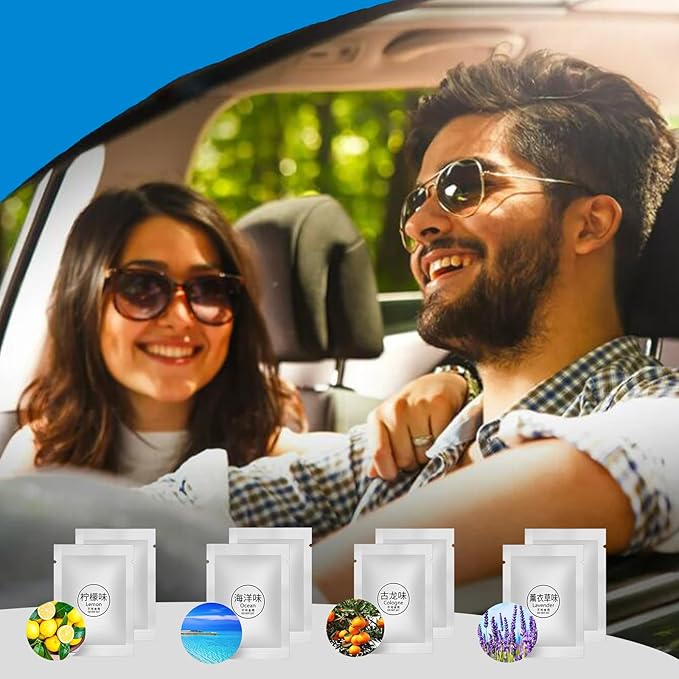 8 Packs Car Air Vent Clip Refills Solid Fragrance Pads, 4 Scents Replacement Tablets Long Lasting Freshener for Cars(Included Lemon, Ocean, Cologne, Lavender)