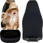 Cat Driving Car Seat Covers 2 Pcs Cute Car Seat Covers Front Seats Only Easy to Install and Clean Protection Interior Accessories Universal Fit for Most Cars SUVs and Sedans