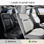 Coverado Car Seat Covers Front Seats, Seat Covers for Cars, Car Seat Protector, 2-Pack Car Seat Cushion Nappa Leather, Waterproof Seat Covers Carseat Cover Universal Fit for Most Cars(Gray&White)