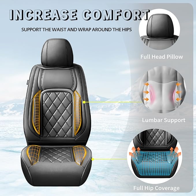 Fit Tucson Car Seat Covers Compatible with Hyundai Tucson 2010-2024 2026, Premium Leather Breathable, Wear Resistant, Airbag Compatible, All-Weather Protection & Full Coverage, Full Set Black