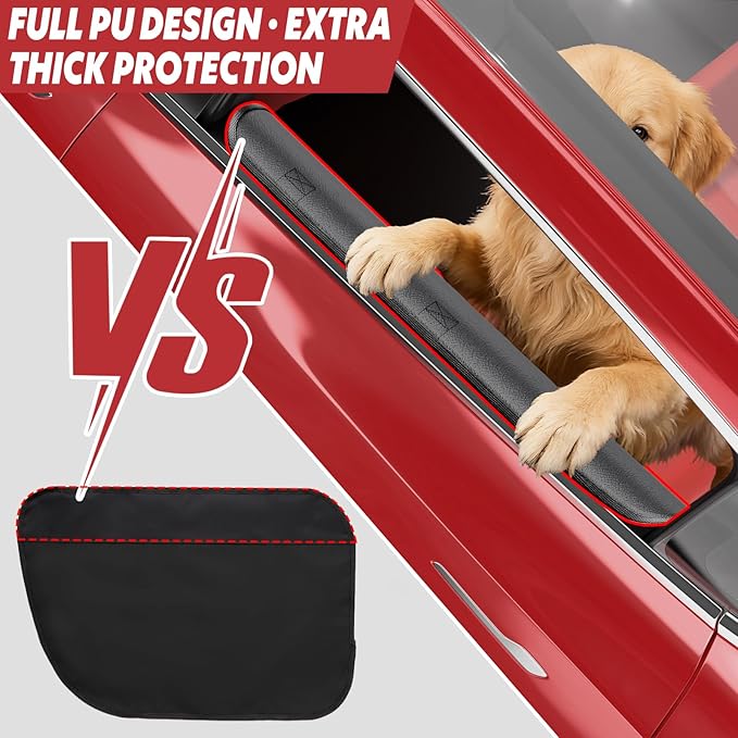 Dog Car Door Protector – 20% Larger Design for Sedans, Family Cars and Small SUVS, 2 Packs Thickened PU Material Waterproof Door Panel Covers, Protects Doors from Dog Scratching