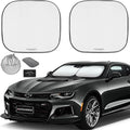 Autoamerics 2-Piece Windshield Sun Shade - Foldable Car Front Window Sunshade for Most Compact Sports Cars - Auto Sun Blocker Visor Protector Blocks 99% UV Rays and Keeps Your Vehicle Cool - Small Fit
