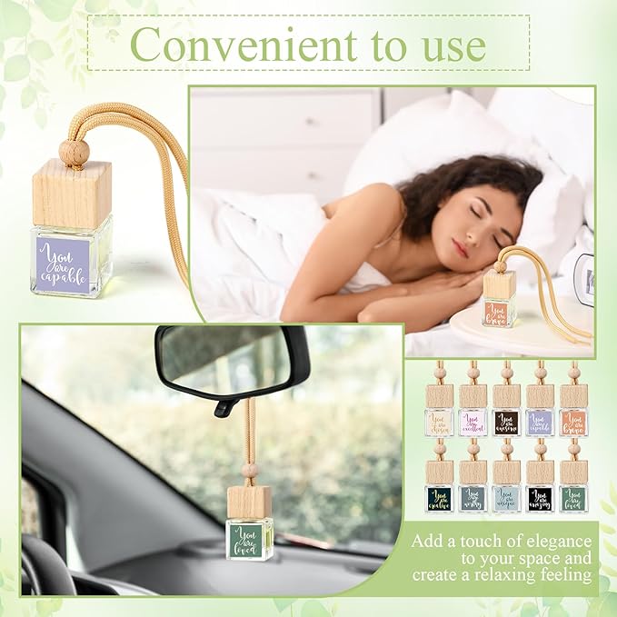 20 Pcs Thank You Gift Bulk Empty Car Air Freshener Diffuser Hanging Ornament Glass Essential Oil Diffuser Teachers Volunteer Staff Employee Appreciation Gifts
