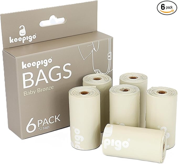 Compostable Disposable Diaper Bags Refills | 6 Rolls, 72 Leak-Proof, XL Biodegradable Baby Poop Bags | Eco-Friendly Diaper Trash Bags for Home, Travel, Pet Waste | Odor-Free,