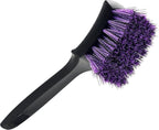 YeewayVeh Pro Tire Cleaning Brush, Stiff Mixed Bristles Tire Cleaner, Short Handle Scrub Brush for Cleaning Sidewalls, Rubber Mats & Wheels, Anti-Deformation Tyre Detailing Tool, Purple/Black