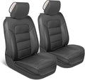 Classic Edition Seat Covers, Premium Faux Leather Seat Covers for Cars Trucks Vans SUV, Semi Custom Fit Car Seat Covers Front Seats Only, Automotive Interior Cover - Black