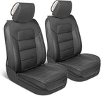 Classic Edition Seat Covers, Premium Faux Leather Seat Covers for Cars Trucks Vans SUV, Semi Custom Fit Car Seat Covers Front Seats Only, Automotive Interior Cover - Black