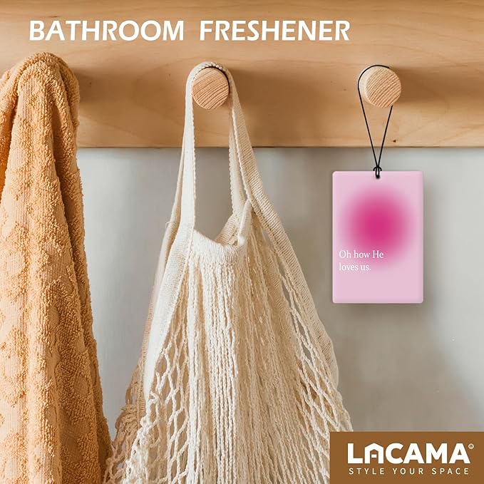 Lacama Pink Christian Car Air Freshener 3Pcs, Funky Retro Coquette Boho Floral Christian Jesus Cars Scents Air Freshener for Women Girls Gifts, Pink Car Accessories Interior Mirror Decor Hanging