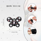 Butterfly Car Decor,Cute Flower Daisy Butterfly Car Air Vent Freshener Clips,Pink Rhinestone White Black Enamel Auto Interior Dashboard Decorations Accessories for Women