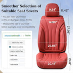 Coverado Car Seat Covers for Front Seat, Luxury Leather Seat Cover, 2 PCS Waterproof Seat Cover, Automotive Seat Covers, Driver Car Seat Protector, Universal Car Seat Cushions Fit for Most Cars(Red)