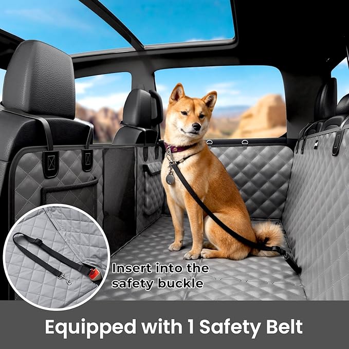 Back Seat Extender for Dogs 57 * 28.7 in, Upgraded Sofa Leather Dog Car Seat Cover for Back Seat, Foldable in the Car, Hard PVC Panels Bottom Support to 330 lbs, Full Coverage for Full Size Truck/SUV