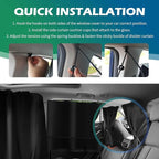 2PCS Rear Car Window Shades+1PC Car Privacy Curtains Kit,Upgraded Window Shade for Cars with 3 Mesh Storage Pockets,Summer Essentials Insulated Windows Cars Shades for Most Vehicle (Storage Pockets)