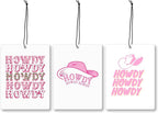 Mancheng-zi Pink Western Cowgirl Car Air Freshener 3Pcs, Preppy Pink Western Howdy Air Freshener Hanging for Cars Closet Drawer or Books, Cute Girly Car Accessories Mirror Decor for Women