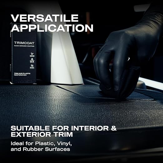 Nasiol TrimCoat Hydrophobic Ceramic Coating Kit – Plastic Trim Restorer for Cars, Restores Faded Trim to Original Color, Up to 2 Years Durability, Ultimate UV Protection, Easy Application – 1.01 oz