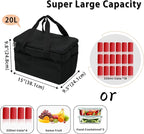 23L Soft Cooler Bag, Insulated Lunch Box for Women and Men with Divider, Side Pockets, Portable Collapsible Travel Cooler, Soft Sided Reusable Ice Chest, Lunch Bag for Work, Camping, Car