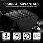 Car Armrest Cushion, 12.2"×8.3" Leather Auto Memory Foam Center Console Pad with Storage Pocket, Waterproof & Anti-Scratch Elbow Pillow Armrest Seat Box Protector, Universal Fit (Black)