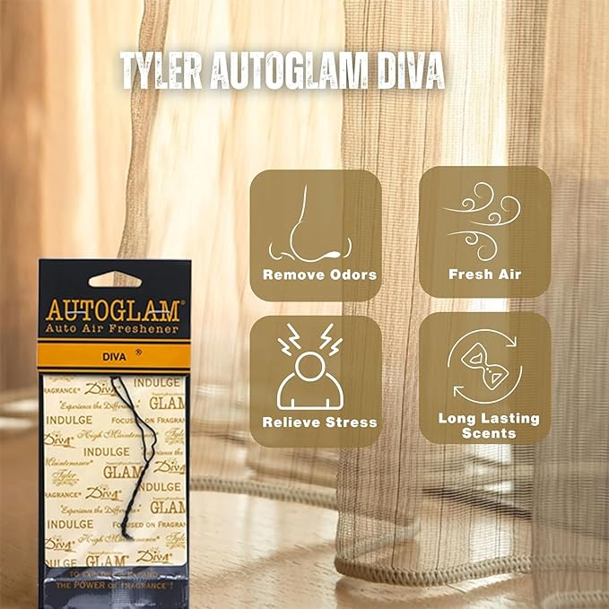 Worldwide Nutrition Bundle: Tyler Candle Company AutoGlam Car Air Fresheners - Diva Scent Car Fresheners - 3 Pack Tyler AutoGlam Car Air Freshener and Multi Purpose Key Chain