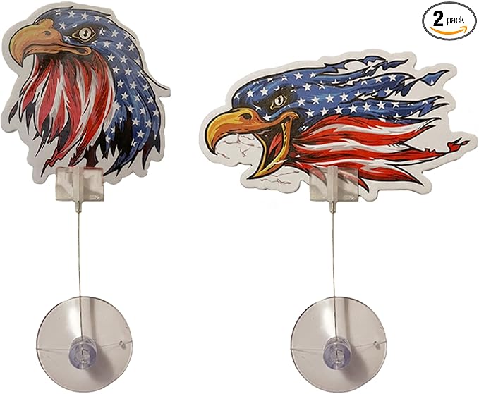 2PCS Car Air Fresheners | The Air Freshener That Swings Back And Forth | Patriotic American Bald Eagle Flag: Scents Include: Forest Fresh, Black Ice (American Eagle Flag)