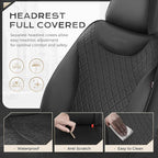 Coverado Seat Covers Full Set, 5 Seat Black Car Seat Covers, Leather Car Seat Protectors, Automotive Front and Back Seat Covers, Waterproof Car Seat Cushions Universal Fit for Most Sedan, SUV, Truck