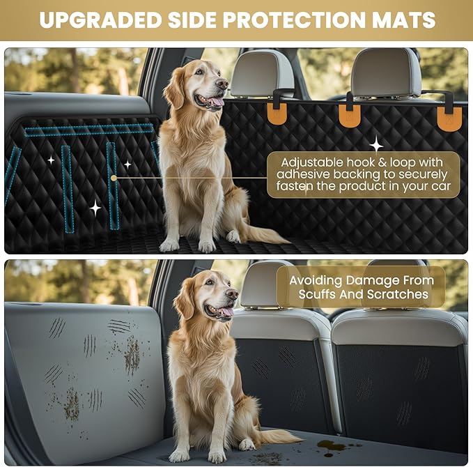 Waterproof SUV Cargo Liner for Dogs - Pu Leather Pet Car Seat Cover Protector with Bumper Flap, Non-Slip Backseat Mat for SUVs, Sedans, Vans Trunk | Easy Clean, Scratch Resistant (Black, Extra Large)