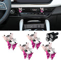 4PCS Car Air Fresheners Vent Clips, Butterfly Car Accessories, Sparkly Bling Dual Butterfly Auto Air Vent Clips, Automotive Cute Air Conditioning Outlet Decoration Universal for Women Girl