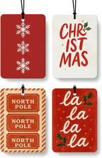 Red Christmas Berry Car Air Freshener 4 Pcs, Retro Winter Snowflake Christmas Hanging Air Freshener for Cars Closet Drawer Books, Xmas Car Accessories Mirror Decor for Women