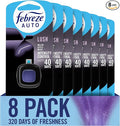Febreze AUTO Air Freshener, Odor-Fighting Automotive Vent Clip, Lush Scent, 8 Count