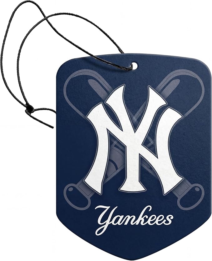 MLB New York Yankees Car Air Freshener - Team Logo Scented Hanging Air Freshener, Blue Shield Design with "NY Yankees" Logo, Sports Fan Auto Fragrance for Cars, Trucks, Home (2 Pack)