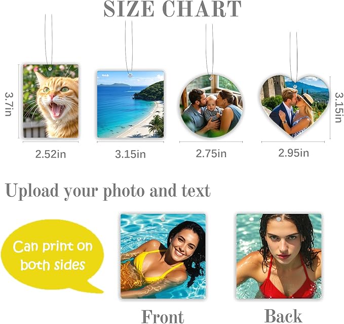 2 PCS Custom Air Fresheners with Picture,Personalized Double Sided Photo Air Freshener for Car with Scents Freshener, Customized Face Air Freshener Car Wardrobe Bathroom Hanging Ornaments
