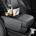 Center Console Cover Organizer, 5-in-1 Arm Rest Cover for Car with Cup Holder & Storage Pocket & Tissue Holder, Armrest Cover Cushion Pad, Water Ripples, Grey