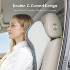 FLORICH Upgraded 3-in-1 Memory Foam Car Seat Cushion Set with Lumbar Support & Neck Pillow, Washable Driving Seat Cushion for Back & Sciatica Pain Relief, Non-Slip Seat Cushion for Car, Office-Gray