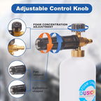 DUSICHIN Foam Cannon Snow Lance Pressure Washer Nozzle Tips Holder Container Base, 5 Power Washer Sprayer Nozzles 1/4" Quick Connect Soap Cannon 3000PSI Jet Wash DUS3001
