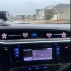 4PCS Car Air Vent Clips with Fragrance Pads, Cute Flower Car Air Fresheners Vents Clips Diamond Vent Clip Auto Interior Decor Charm Bling Auto Accessories Decoration for Women (Purple)